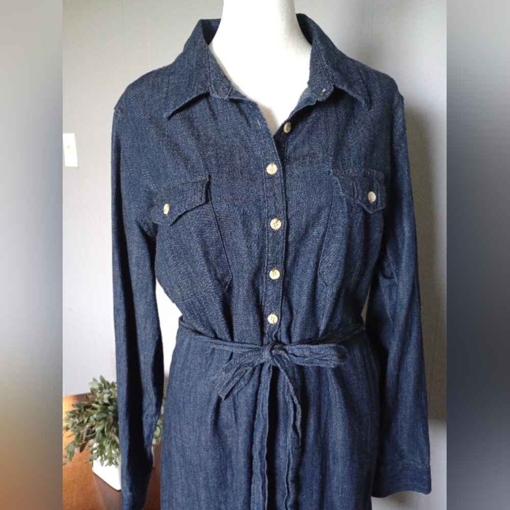 Universal Threads Dark Denim Shirt Dress Size Large - Picture 3 of 12